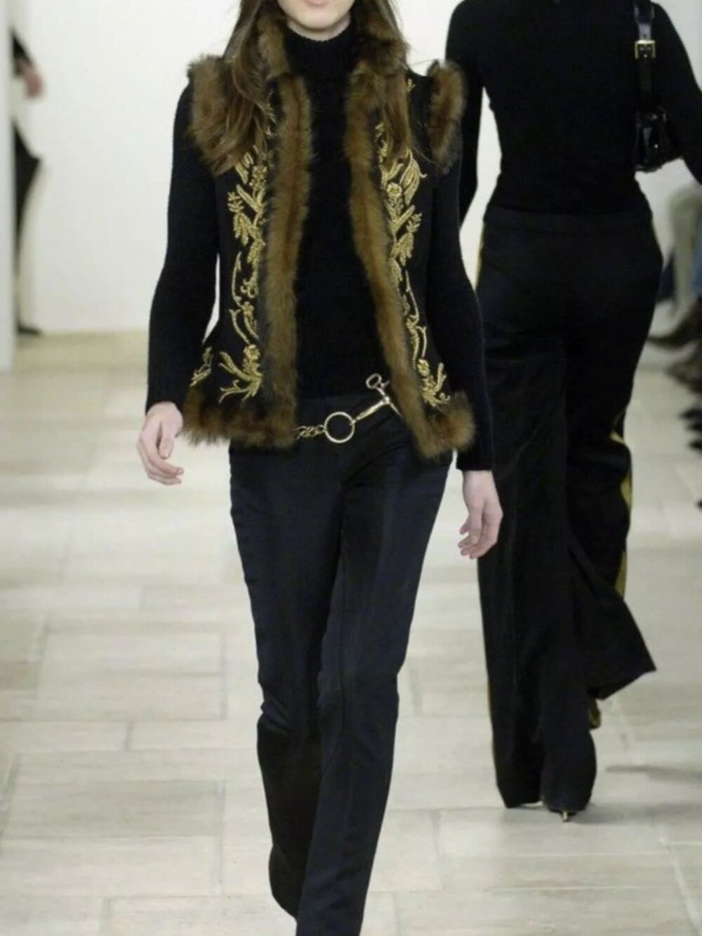 Ralph Lauren Collection Fall 2006 Runway Brass Link Horsebit Belt Size L